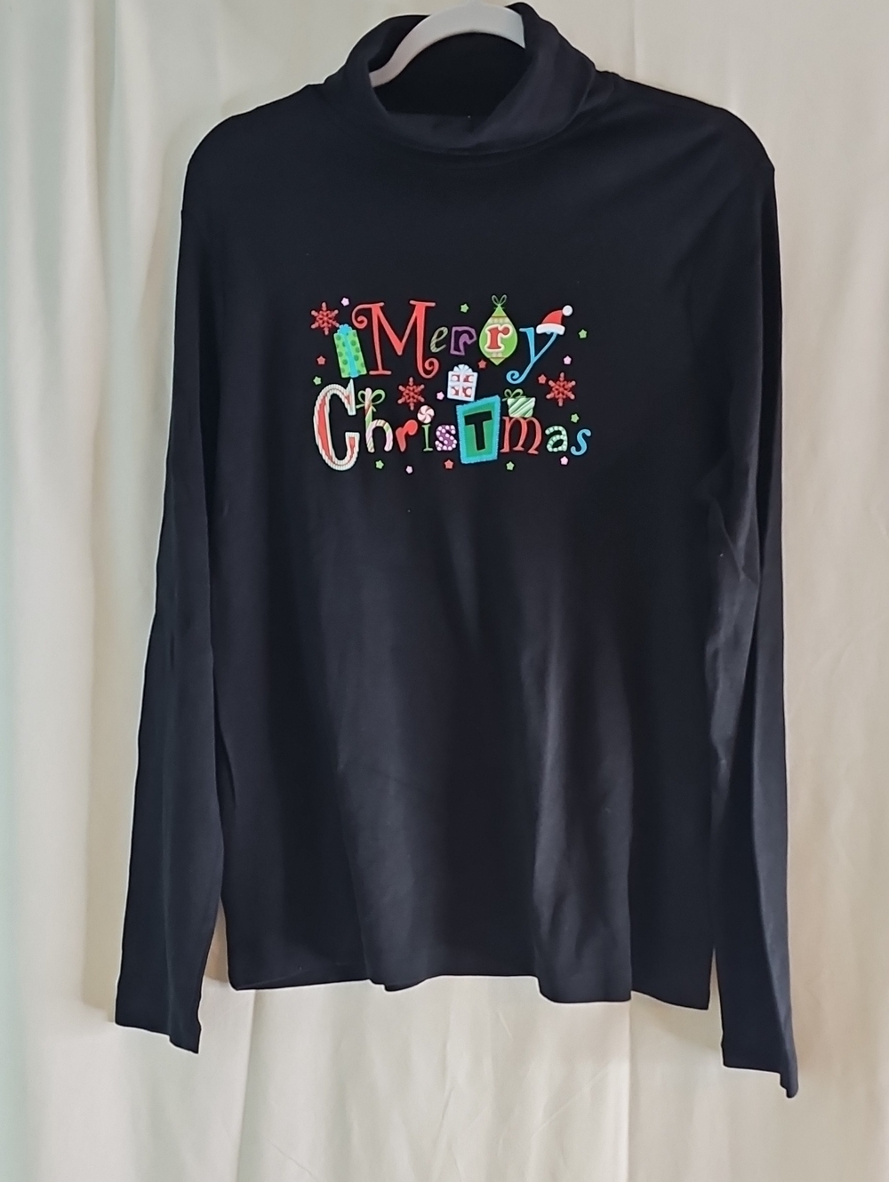 'Merry Christmas' Turtleneck Long-Sleeve Holiday Top